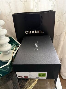 CHANEL Black and White Branded Gift Bag and Shoe Box